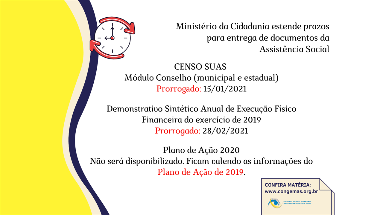 Ministério da Cidadania estende prazos para entrega de documentos da Assistência Social