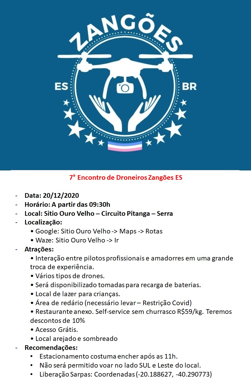 Encontro de Droneiros Zangões movimentará o Espírito Santo neste domingo