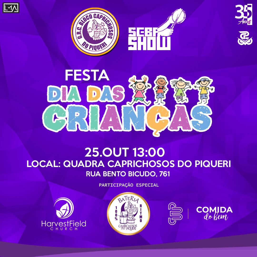 CAPRICHOSOS DO PIQUERI FARÁ FESTA DAS CRIANÇAS NESTE DOMINGO DIA (25)