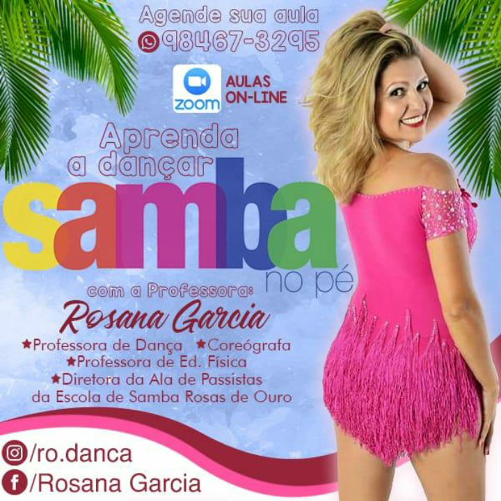 DIRETORA DA ALA DE PASSISTAS DO ROSAS DE OURO DÁ AULAS DE SAMBA NO PÉ ON LINE PELO ZOOM