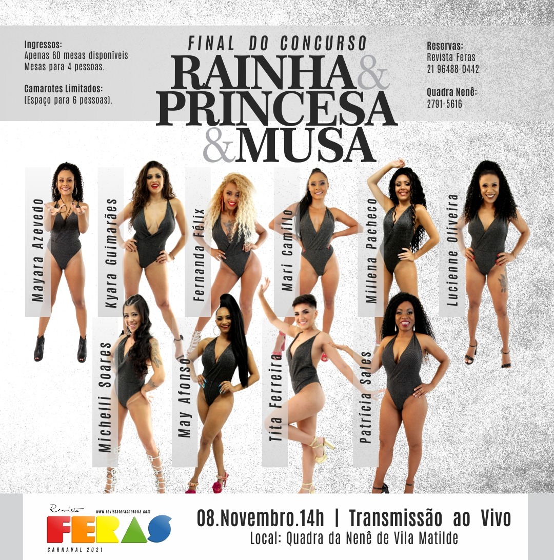 QUADRA DA NENÊ SERÁ PALCO DA FINAL DO RAINHA DA REVISTA FERAS 2021, DIA 08 DE NOV, INGRESSOS LIMITADOS JÁ A VENDAS