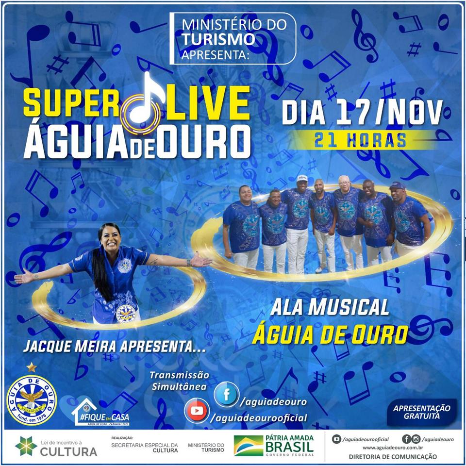 ÁGUIA DE OURO FARÁ LIVE COM ALA MUSICAL PARA RELEMBRAR CLÁSSICOS DA ENTIDADE